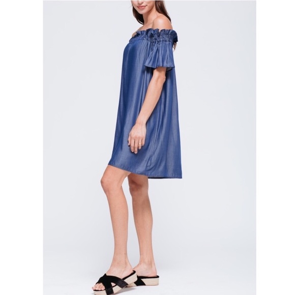 Pleione Dresses & Skirts - Pleione Off The Shoulder Denim Dress